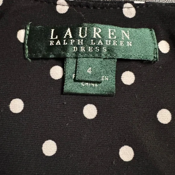 Ralph Lauren Black White Polka Dot Dress | Wrap Top | Classic Cap Sleeve Sz 4 - Picture 5 of 9